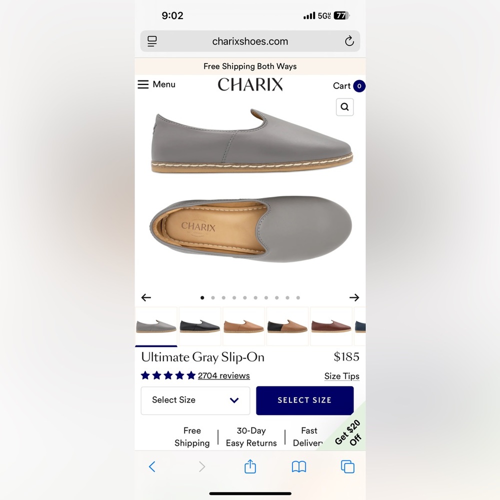 Charix Classic Slip-On, Gray, Size 38 - Picture 11 of 11